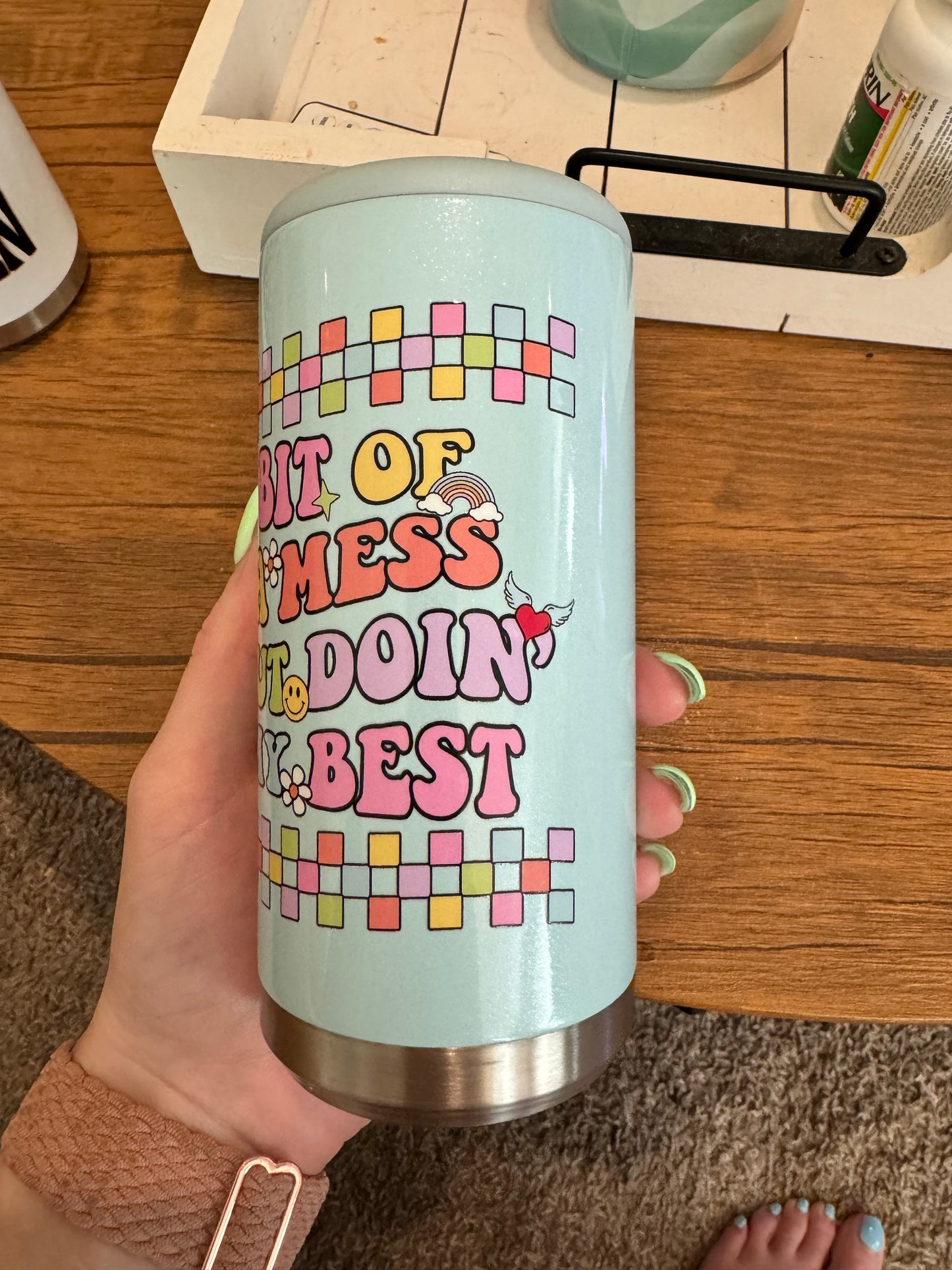 Bit of a mess skinny Koozie