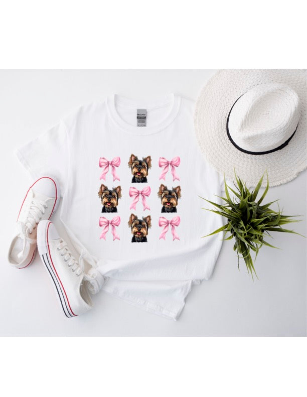 Yorkie & Bows T Shirt