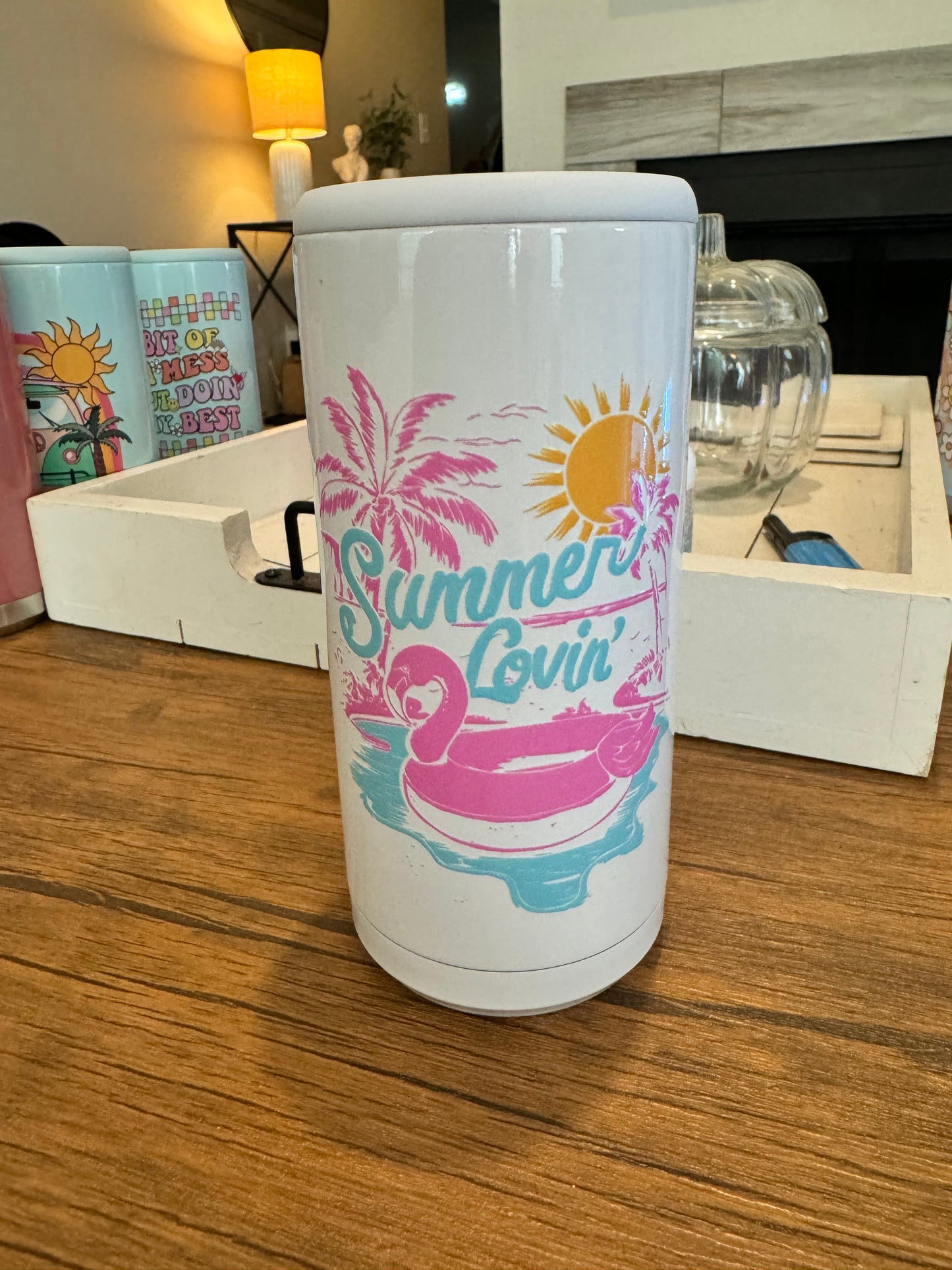 Summer Lovin White Skinny Koozie