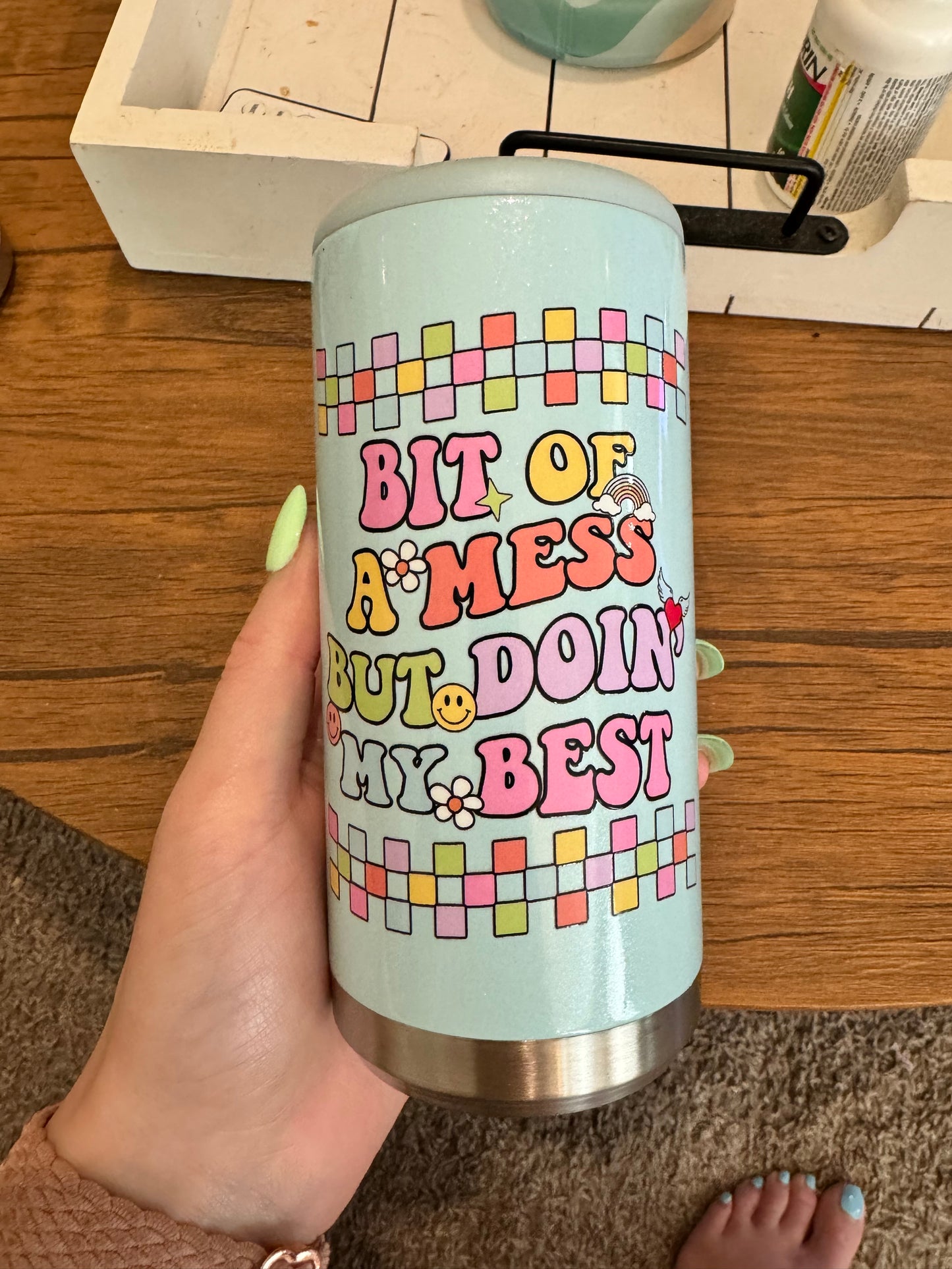 Bit of a mess skinny Koozie