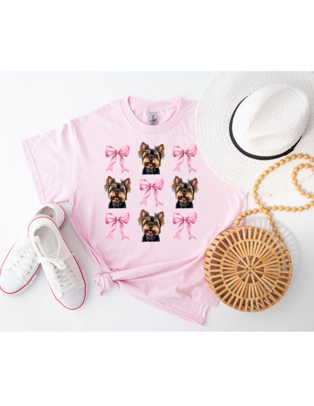 Yorkie & Bows T Shirt