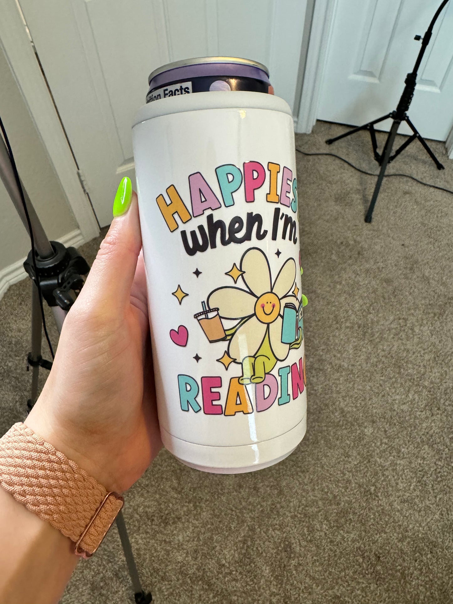 Happiest When I’m Reading Skinny Can Cooler