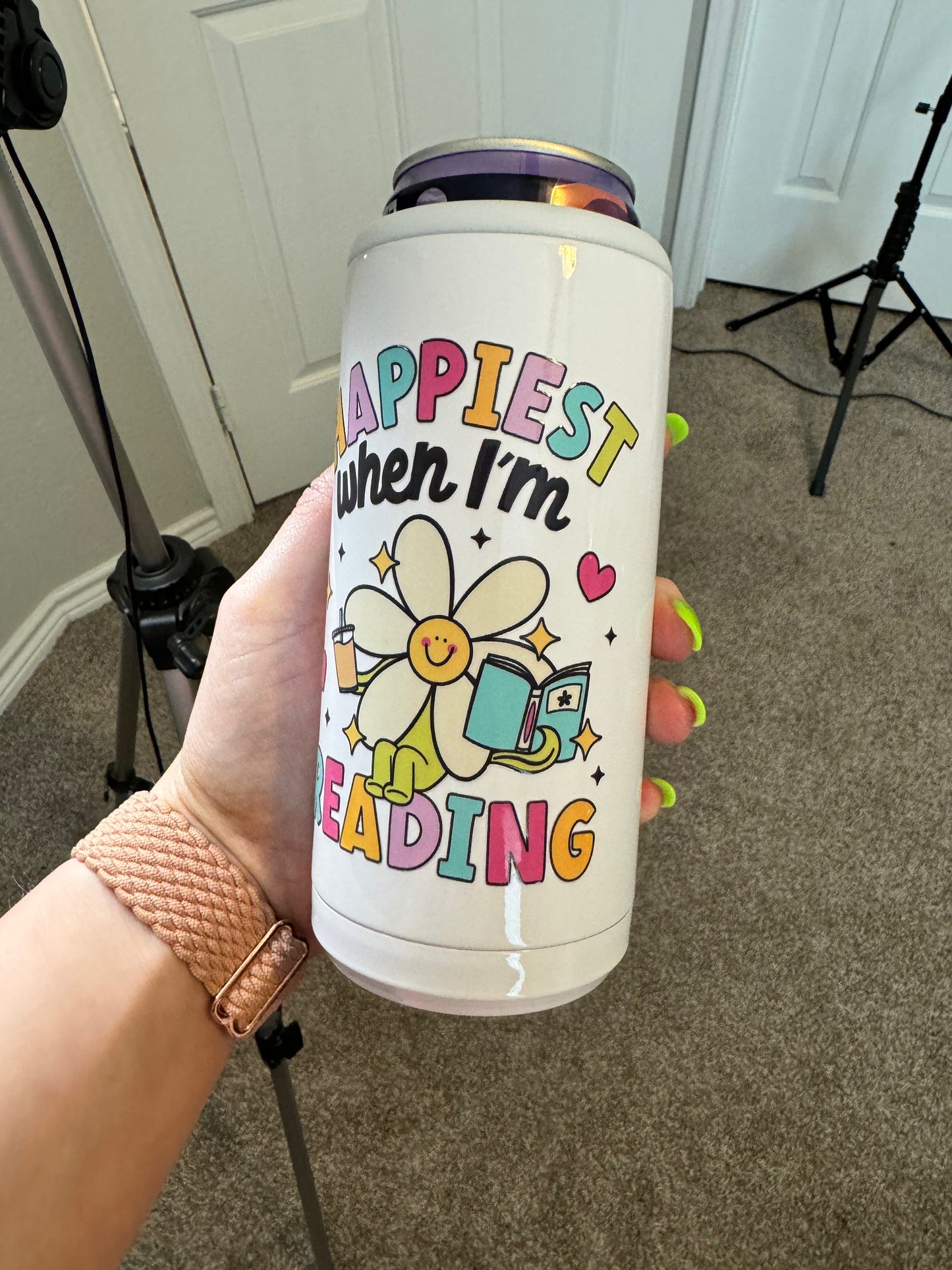 Happiest When I’m Reading Skinny Can Cooler