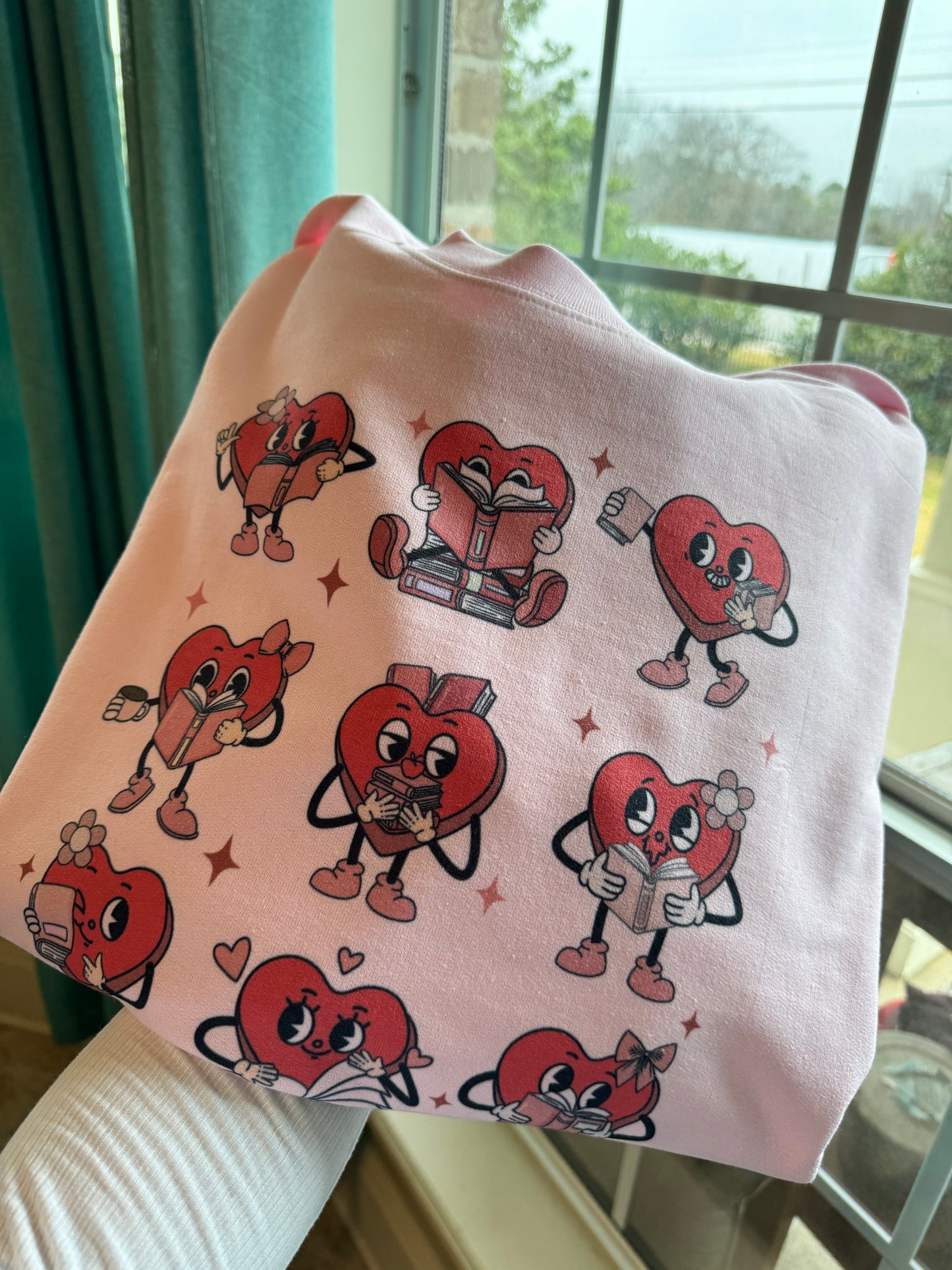 Valentines Book Light Pink Crewneck