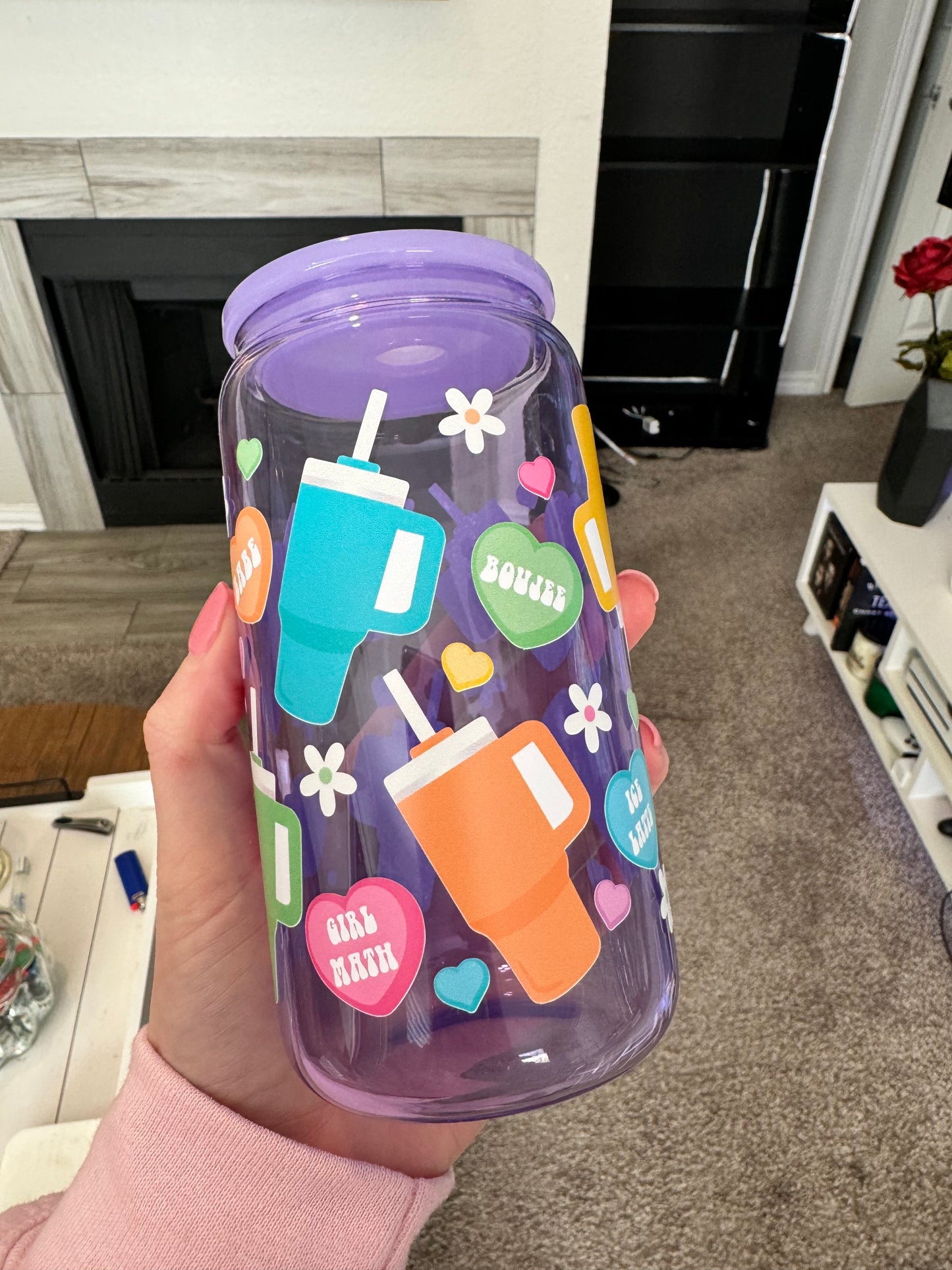 Boujee Cups and Candy Purple jelly 16 oz can glass